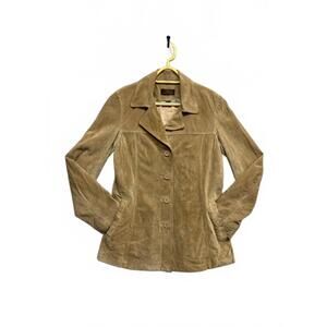 Vintage Y2K Danier Women's Tan Suede Blazer Jacket Size XS Great Shape